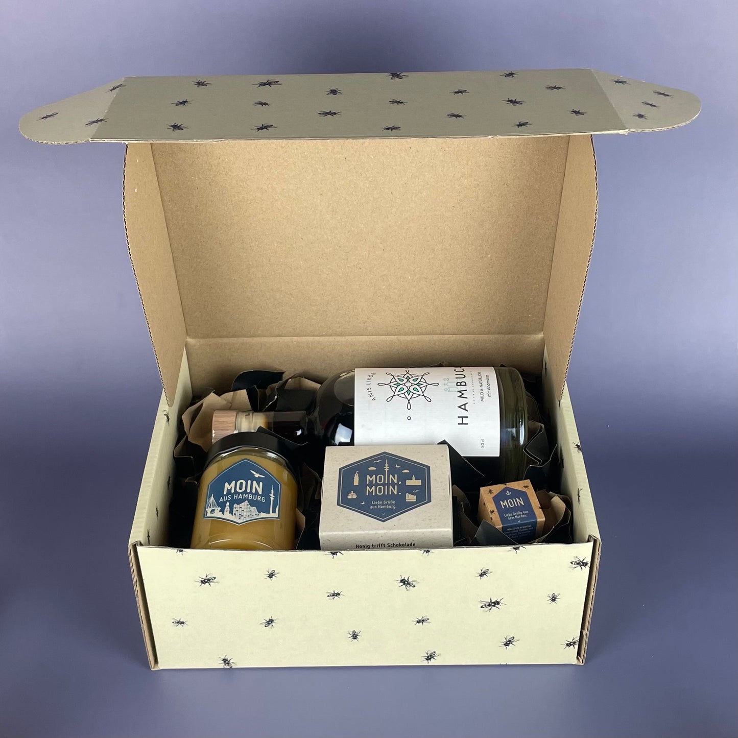 Geschenkbox mit Banderole I Hamburg Moin (L)