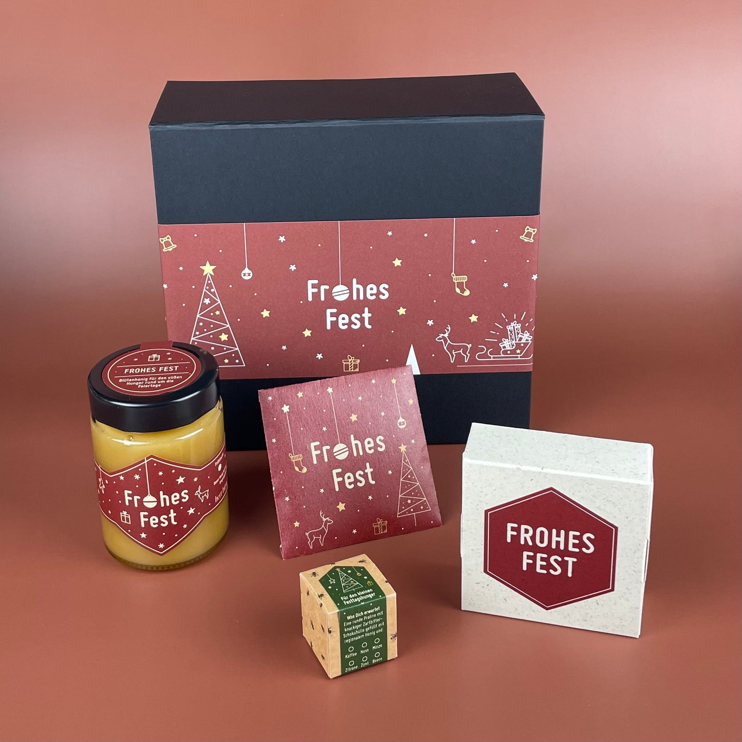 Geschenkbox mit Banderole I Weihnachten Frohes Fest