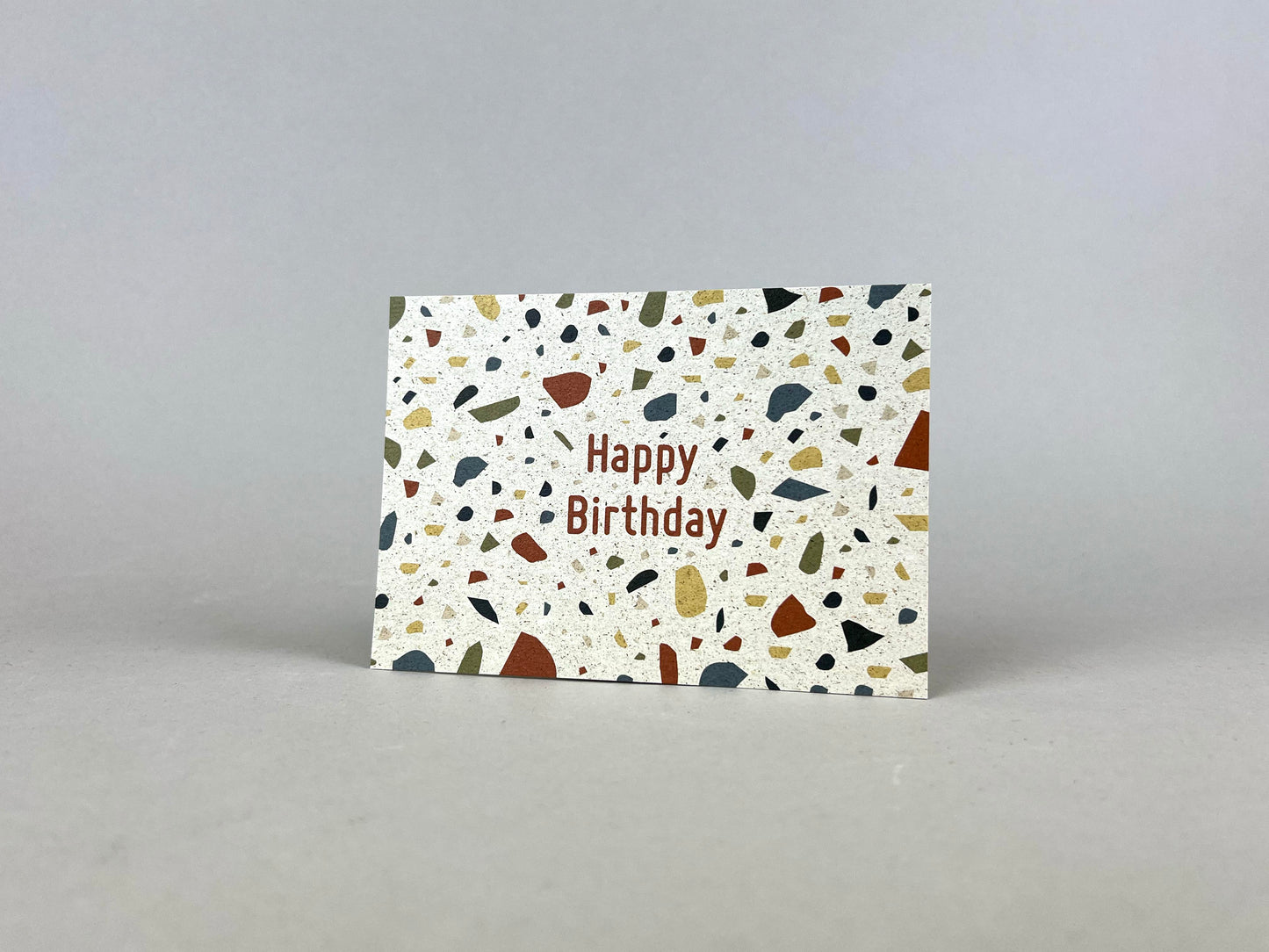 Graspapier Postkarte | Happy Birthday (terrazzo)