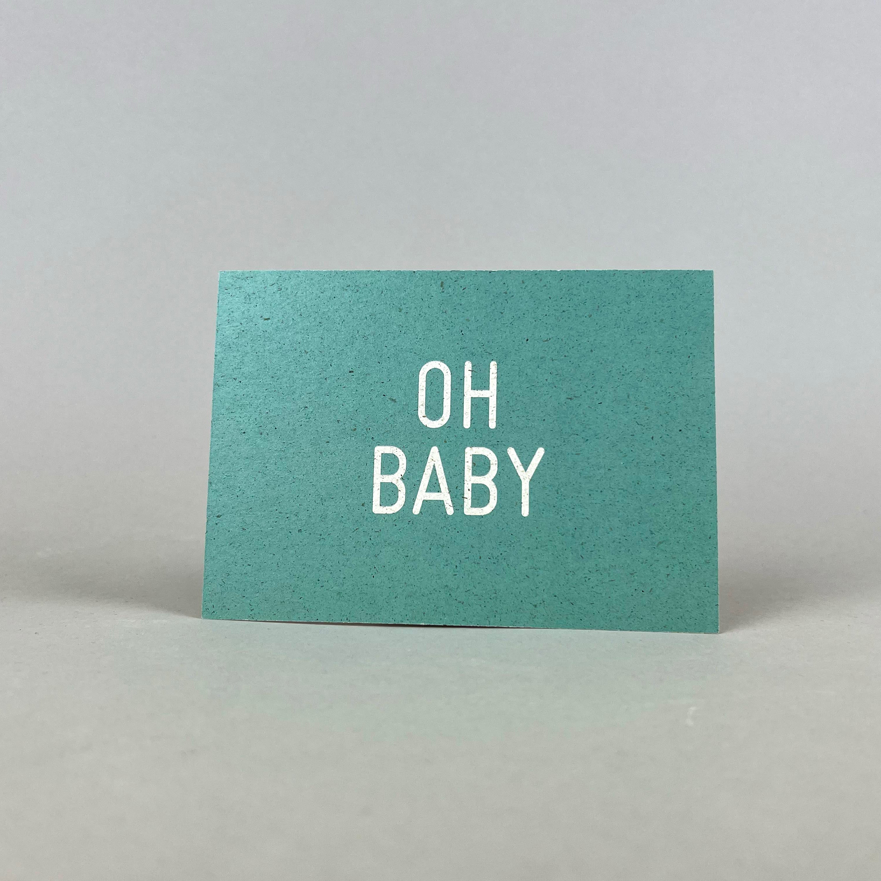 Graspapier Postkarte | Oh Baby (türkis)