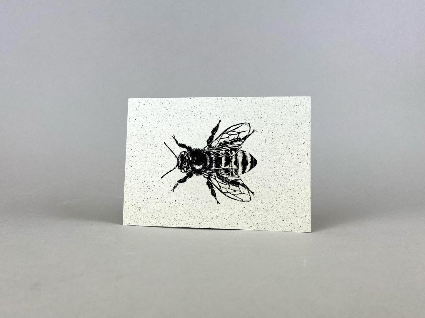 Graspapier Postkarte | Honigbiene schwarz