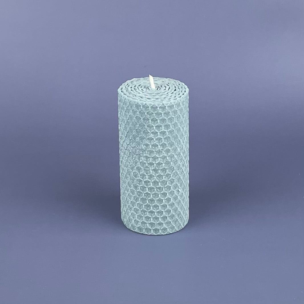 Bienenwachskerze Wabe blau  (S)