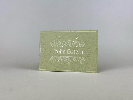 Graspapier Postkarte | Frohe Ostern grün