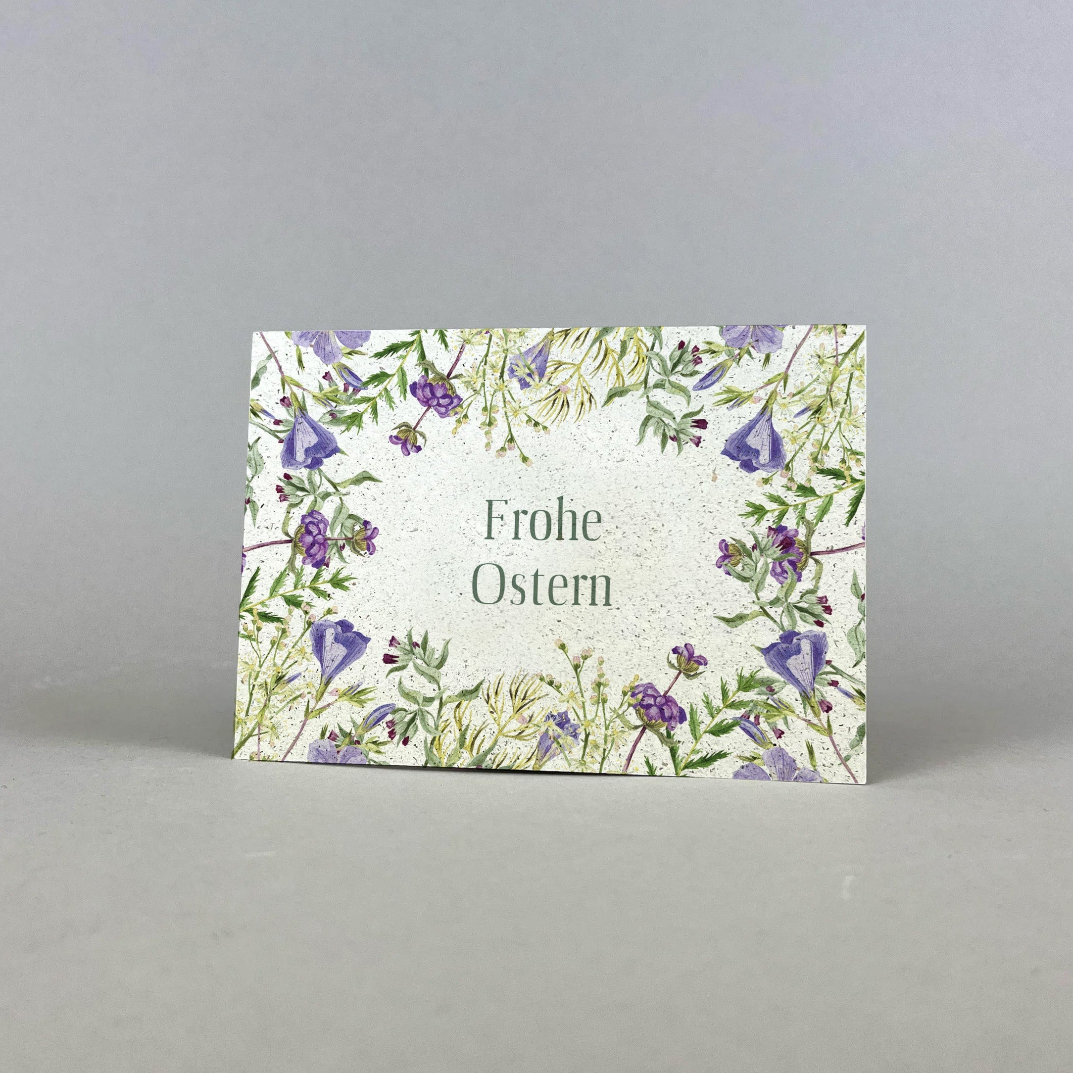 Graspapier Postkarte | Frohe Ostern blumig