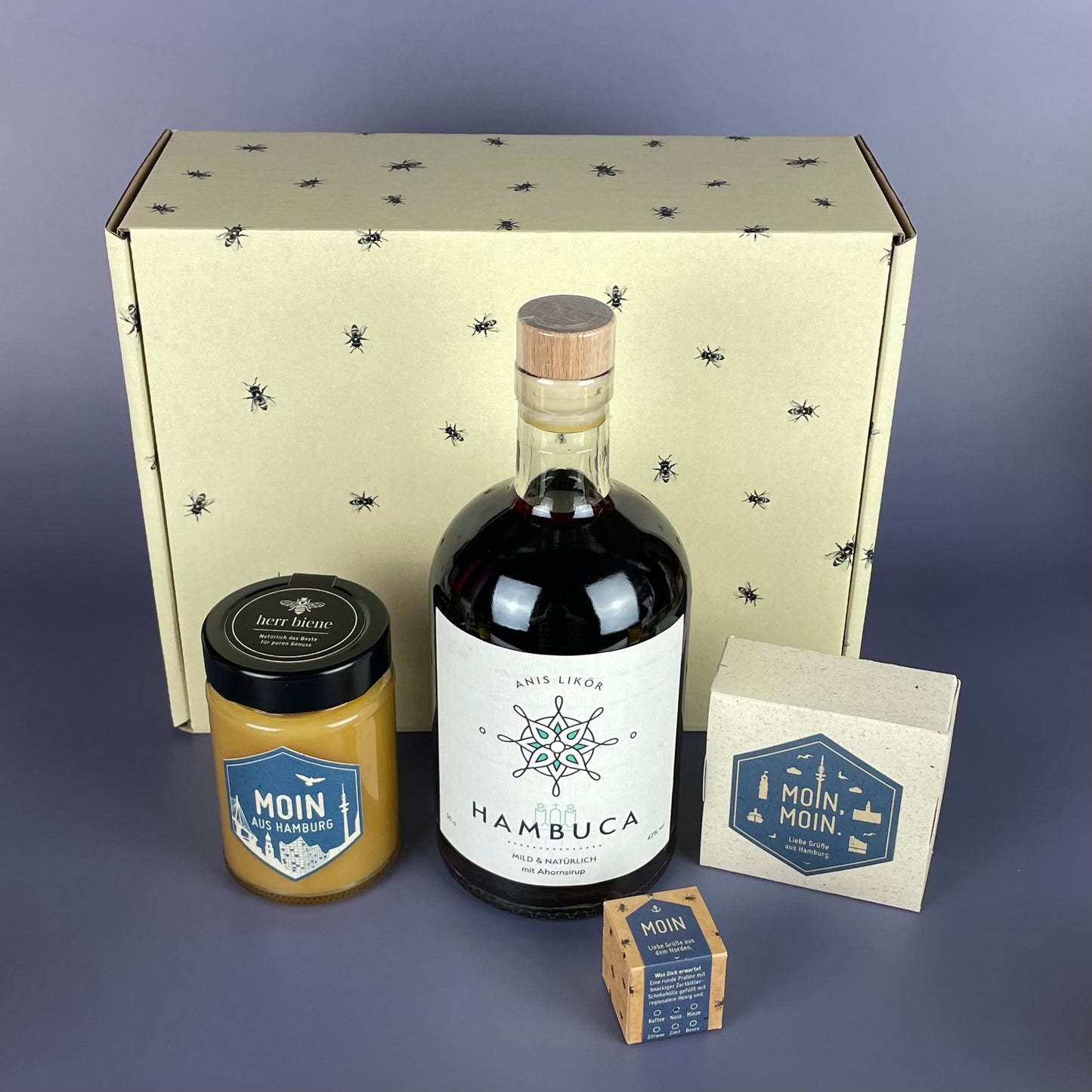 Geschenkbox mit Banderole I Hamburg Moin (L)