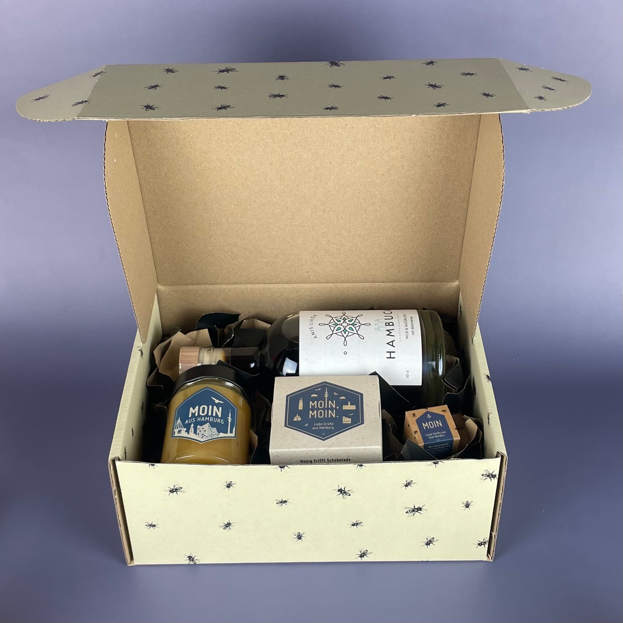 Geschenkbox mit Banderole I Hamburg Moin (L)