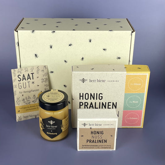 Geschenkbox mit Banderole I Honigpralinen Sommer Selektion (L)