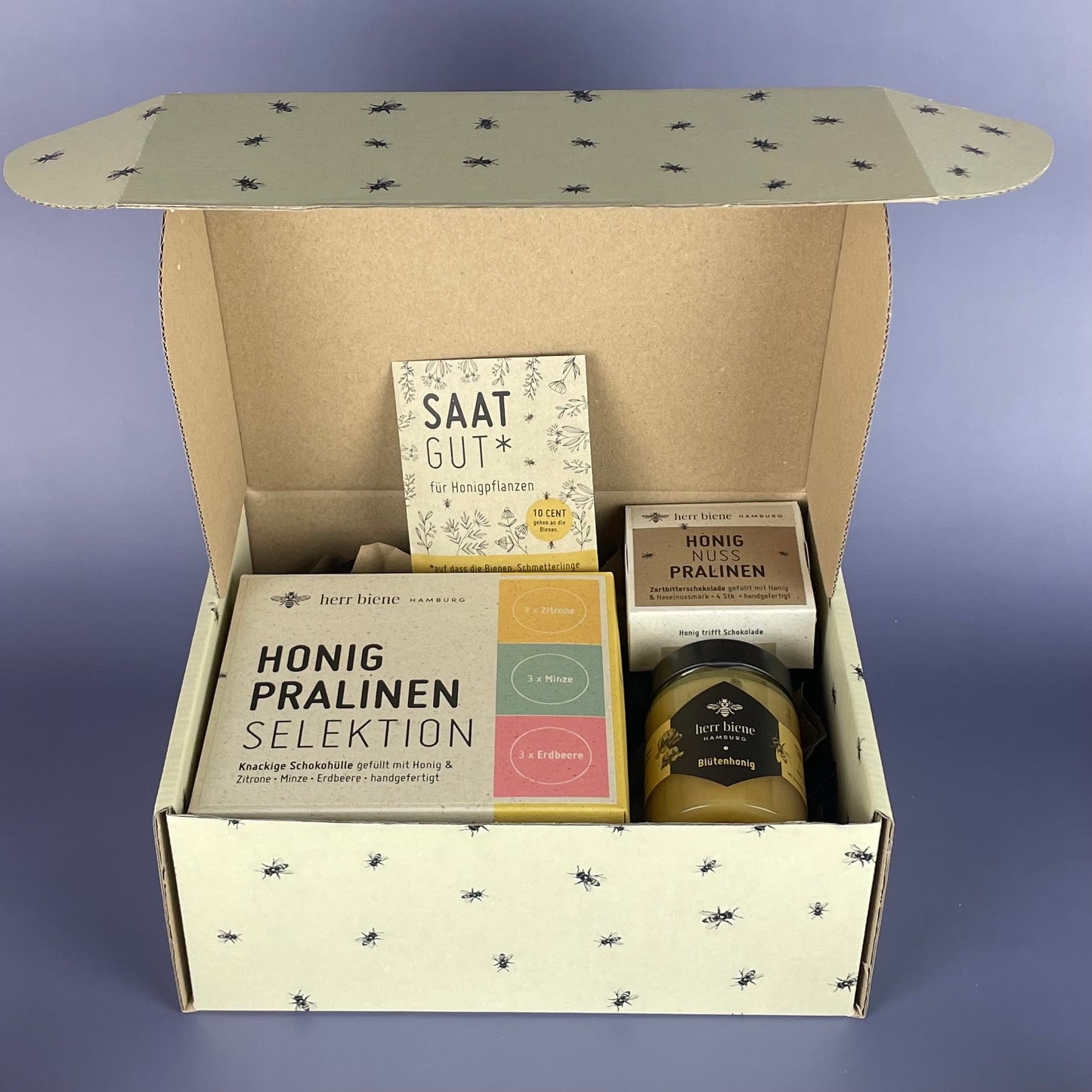 Geschenkbox mit Banderole I Honigpralinen Sommer Selektion (L)