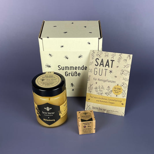 Geschenkbox mit Banderole I Bienengruß (S)