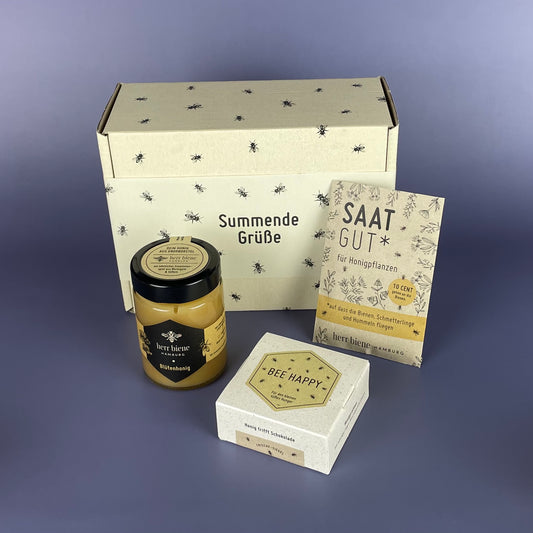 Geschenkbox mit Banderole I Bee Happy (M)