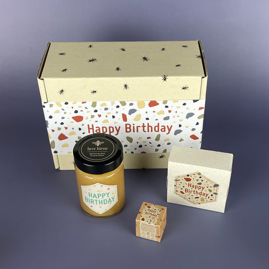 Geschenkbox mit Banderole I Happy Birthday Terrazzo (M)