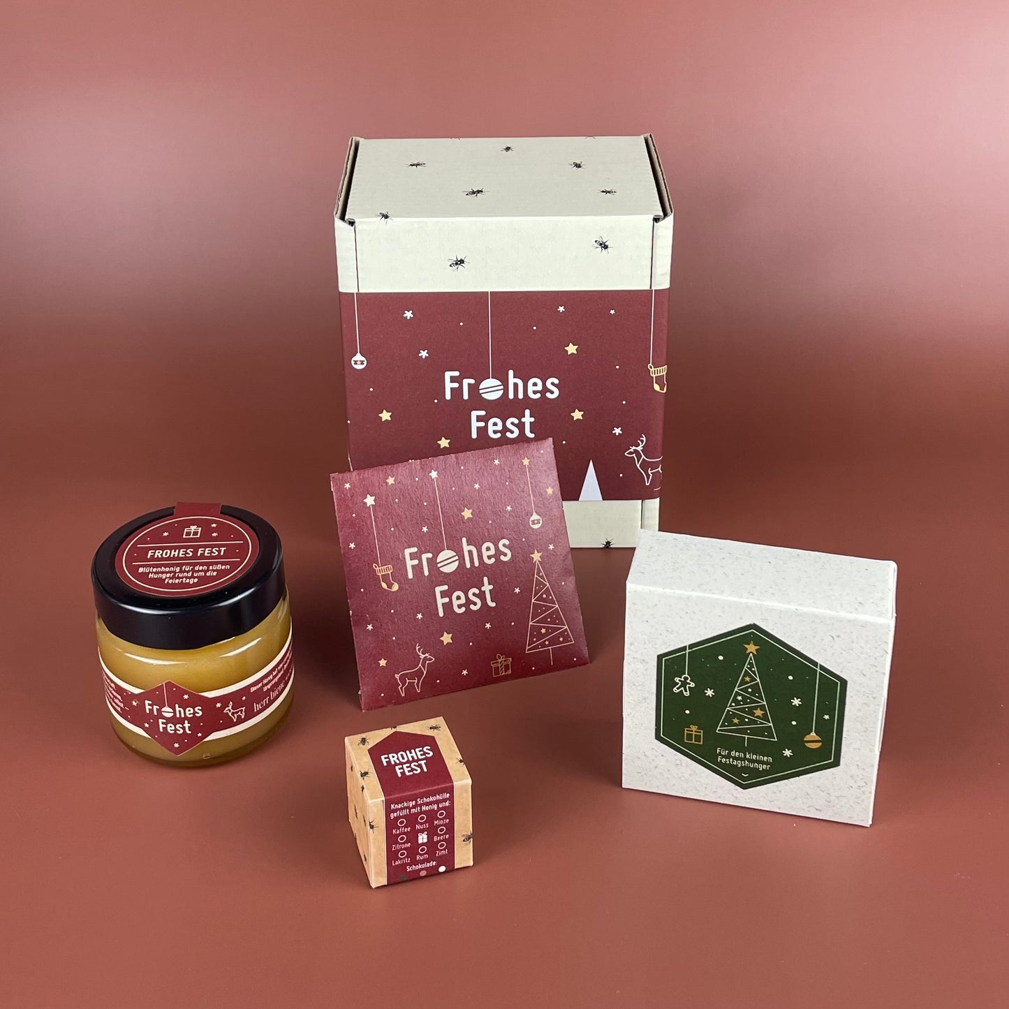 Geschenkbox mit Banderole I Weihnachten Bienengruß (S)