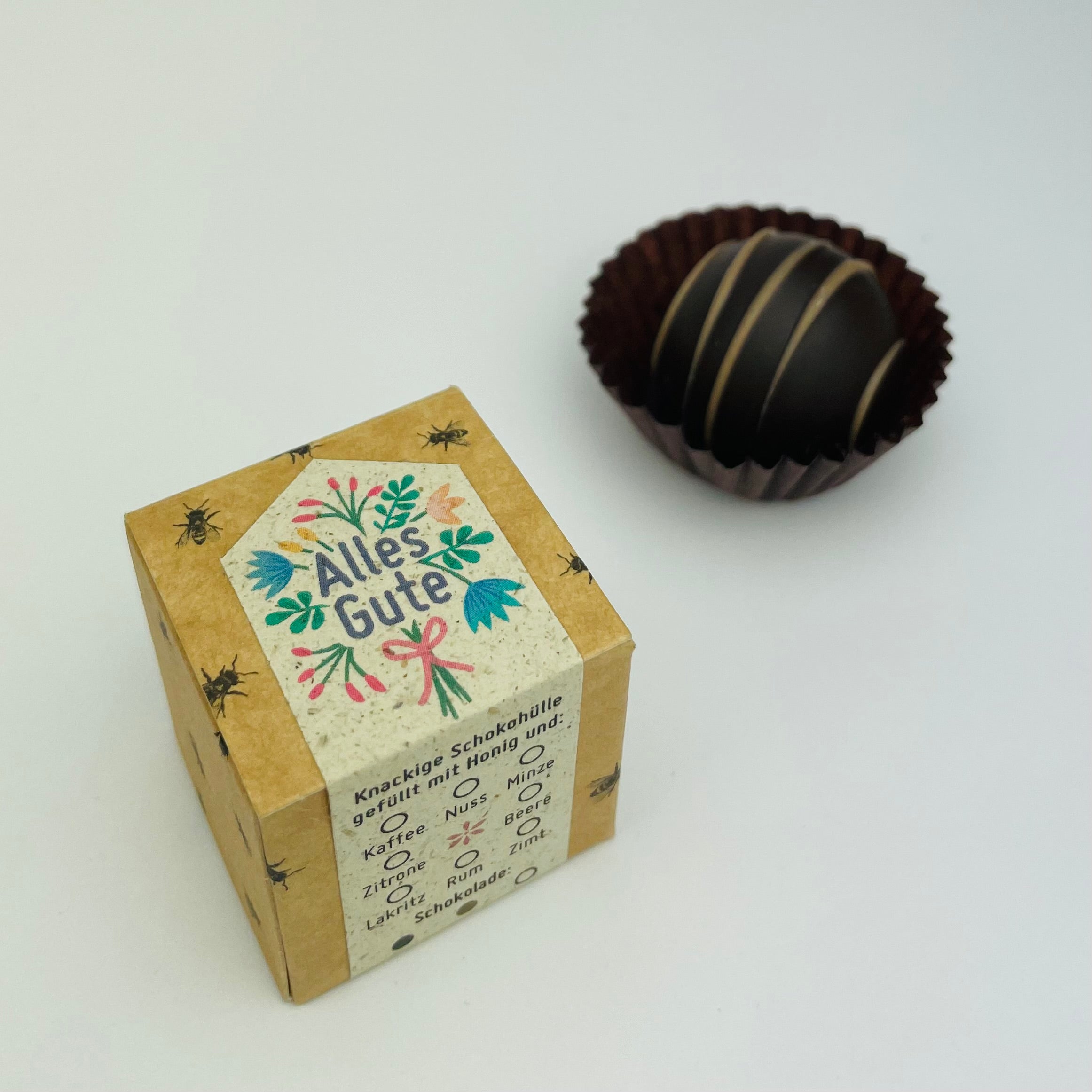 Honigpraline mit Botschaft Alles Gute 