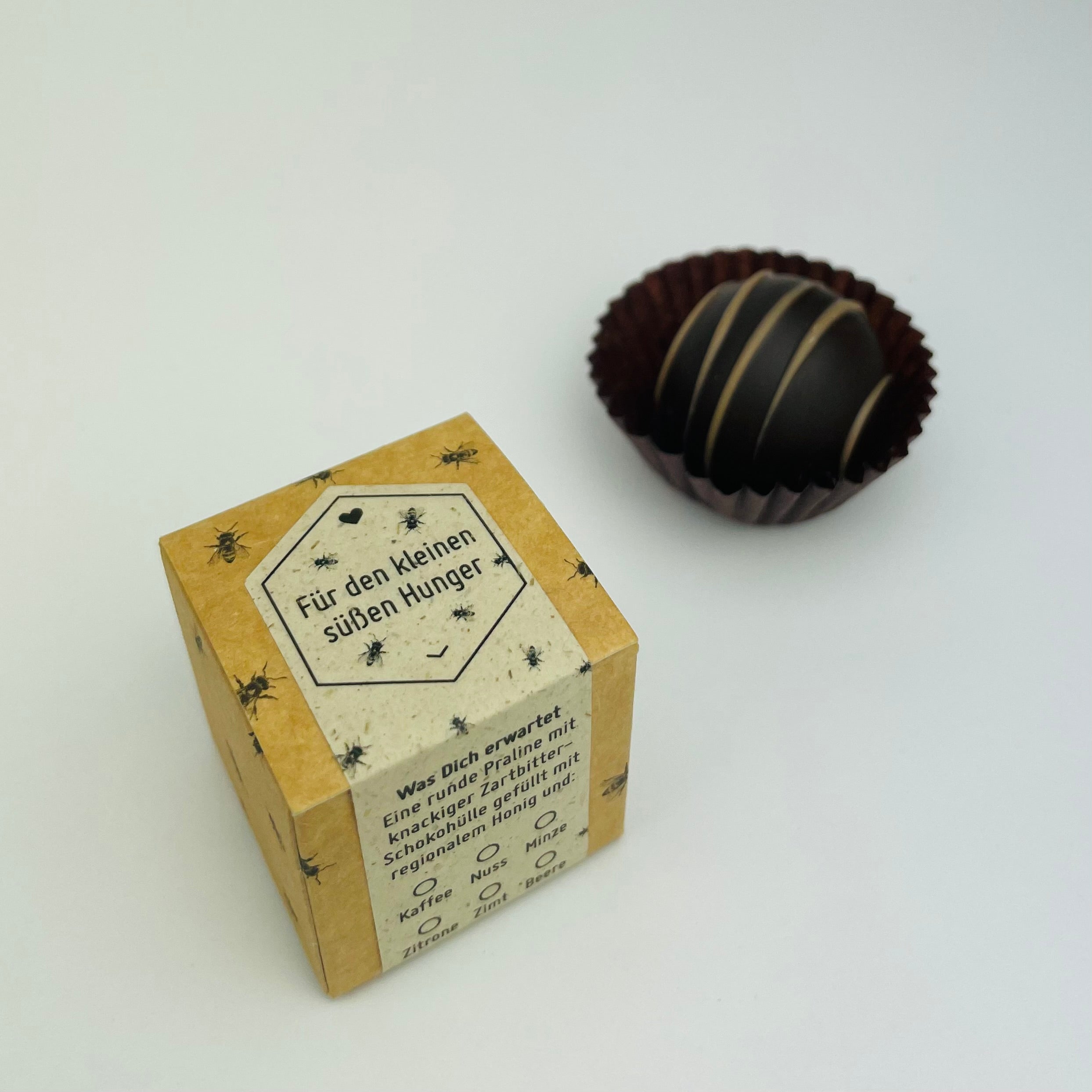 Honigpraline mit Botschaft Für den kleinen süßen Hunger 