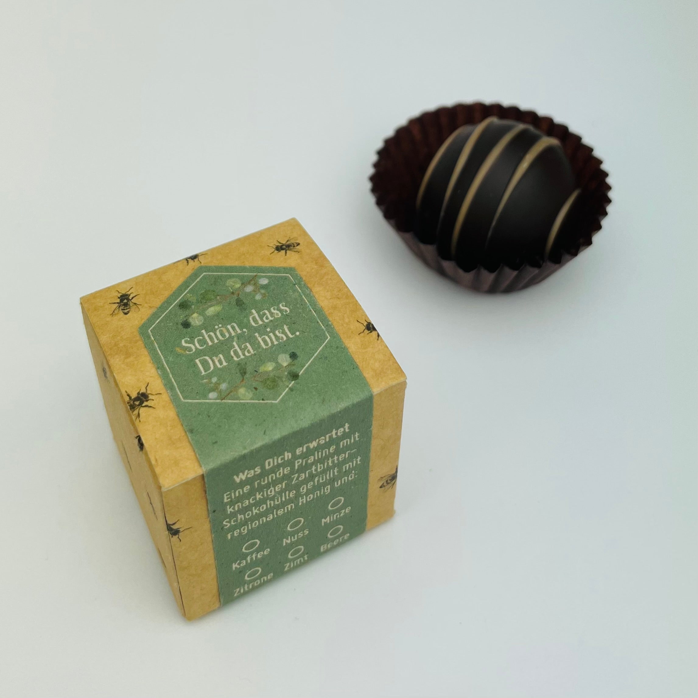 Honigpraline mit Botschaft Schön, dass Du da bist