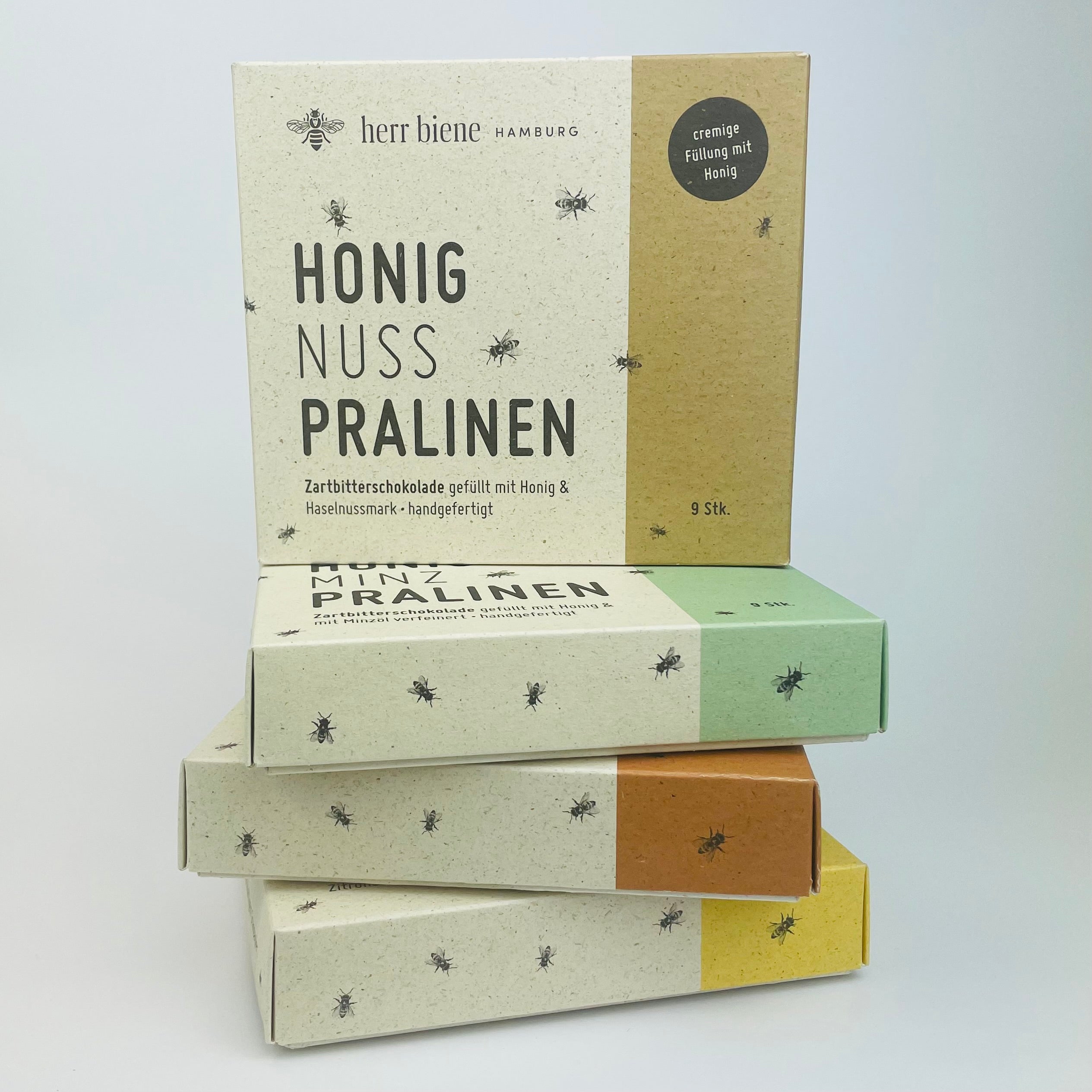 Honigpralinen 9er Schachteln in 8 Sorten 