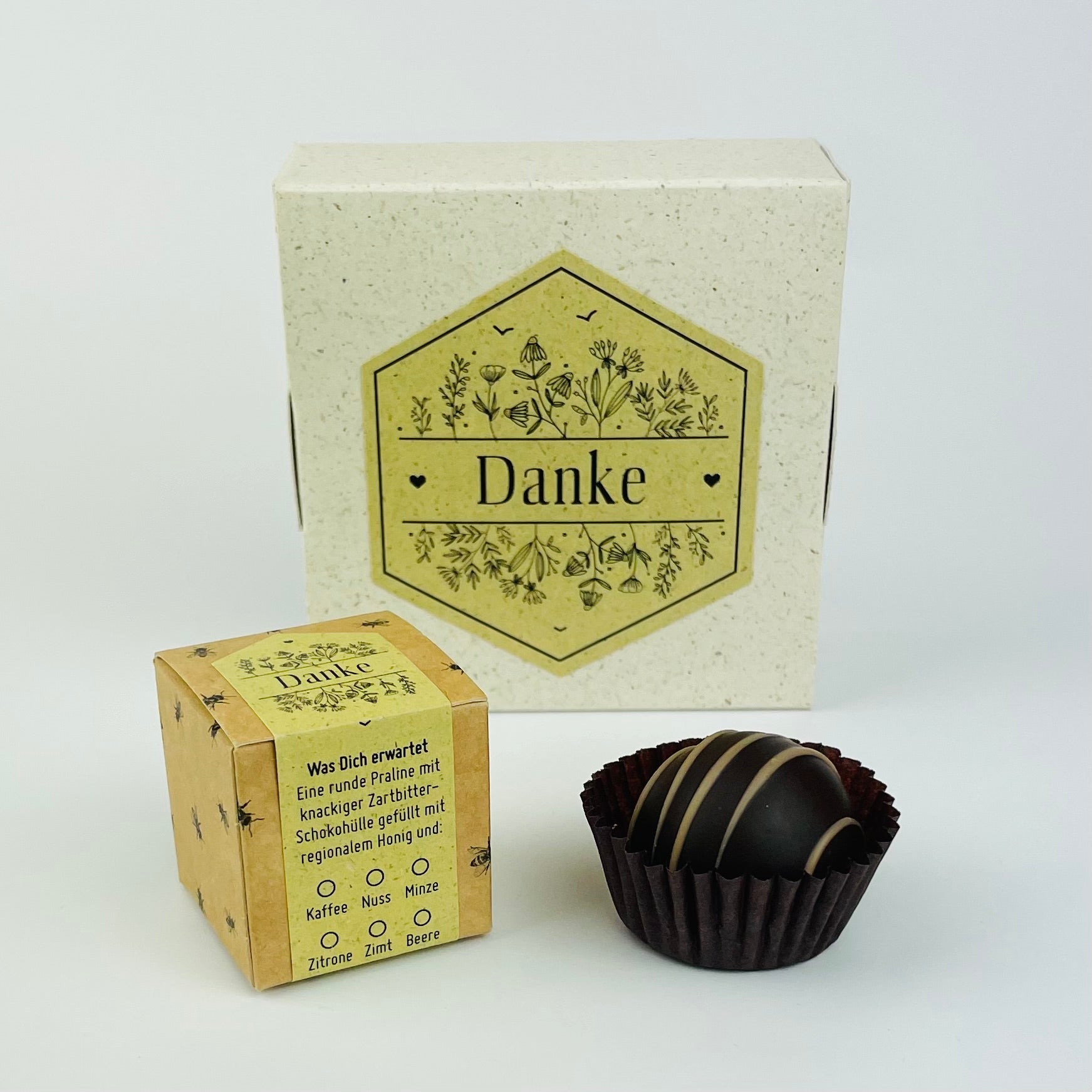 Honigpralinen mit Botschaft Danke 
