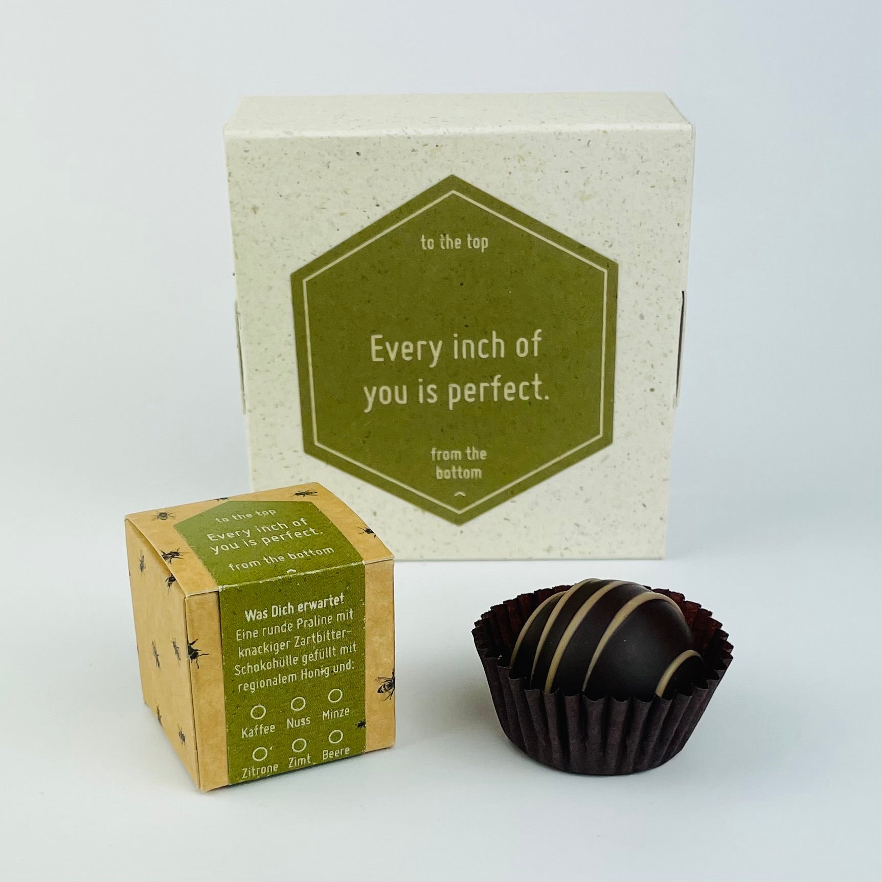 Honigpralinen mit Botschaft Every inch of you is perfect 