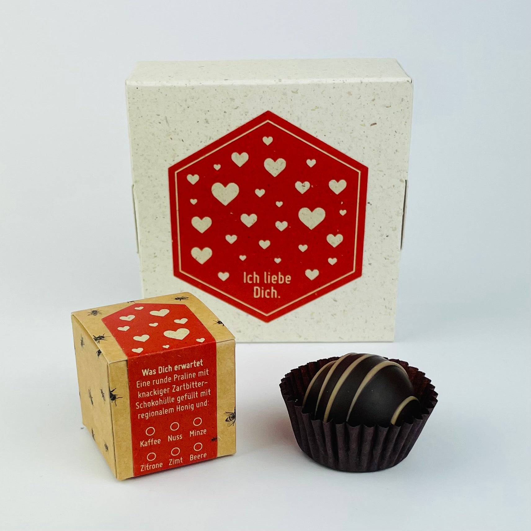 Honigpralinen mit Botschaft Herzen / Valentinstag