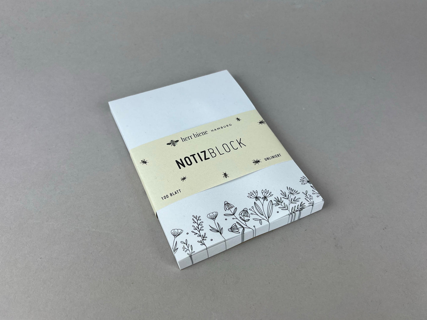 Notizblock | Blumen schwarz