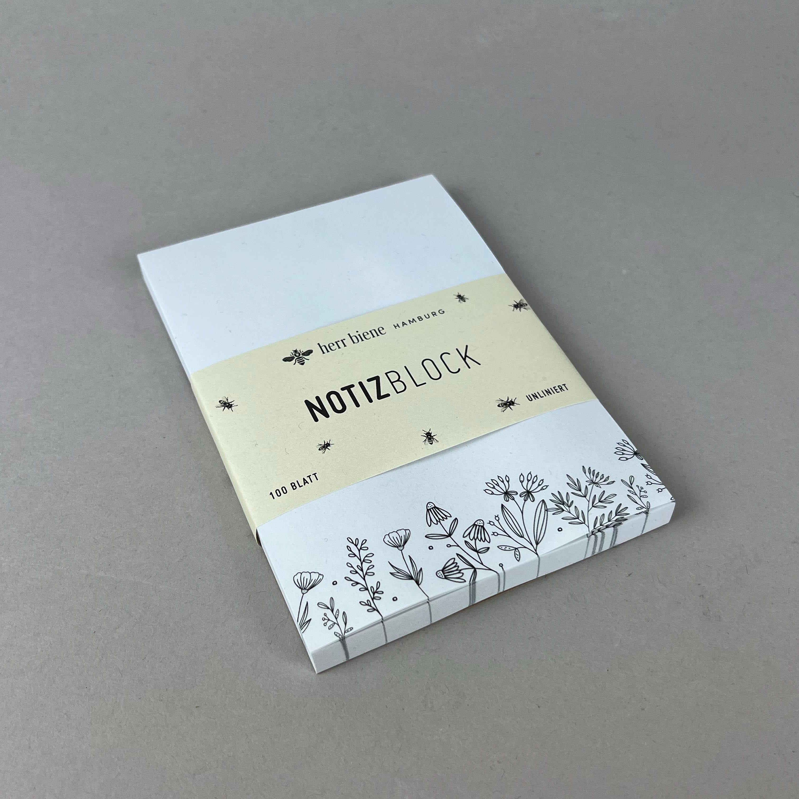 Notizblock | Blumen schwarz