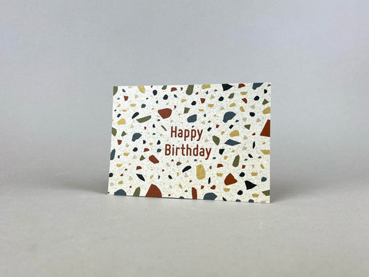 Graspapier Postkarte | Happy Birthday (terrazzo)