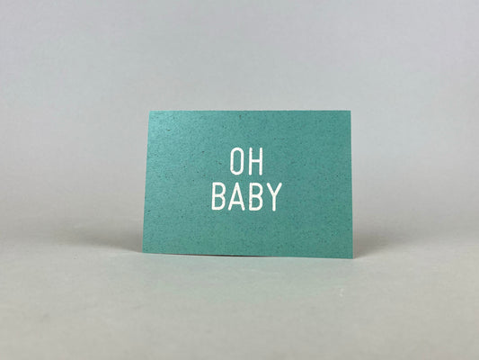 Graspapier Postkarte | Oh Baby (türkis)