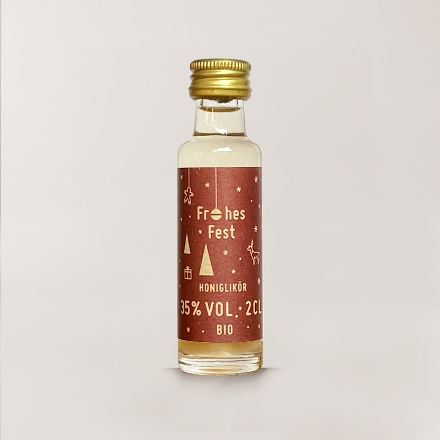 Willi Bio Honiglikör 20ml Frohes Fest Design (1VE / 12 Flaschen) DE-ÖKO-006