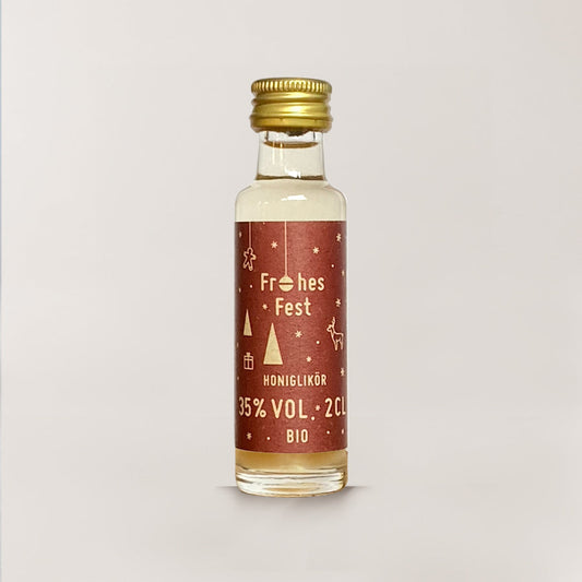 Willi Bio Honiglikör 20ml Frohes Fest Design (1VE / 12 Flaschen) DE-ÖKO-006